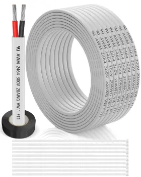 20-2c-50ft-us-pyl Wjrza 20 Gauge Wire 2 Conductor Electrical 50ft Awg Flat Cable