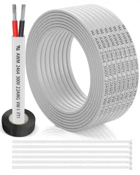 22-2c-30ft-pyl-us Wjrza 22 Gauge Wire 2 Conductor Electrical 30ft Awg Flat White