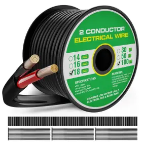 Wolfwill Ww-cw-777 18 Gauge 2 Conductor Electrical Wire Awg Pure 100ft 2c-18awg