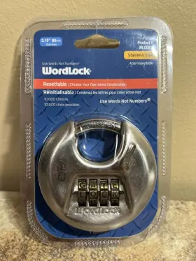 Wordlock 813113018004 Combination Discus Padlock 4 Dial Stainless Steel Wlockx 80mm