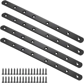 4p-hei Wvapzwr 12 Inch Flat Mending Plate 4pcs Straight Braces Stainless Steel Black
