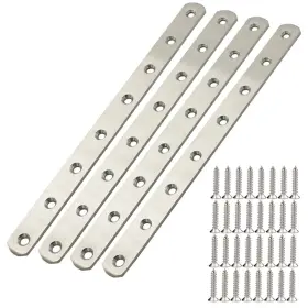 Wvapzwr 768477382585 12 Inch Flat Mending Plate 4pcs Straight Braces Stainless Steel Silver
