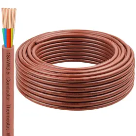Xrds -rf 706531224839 18awg Thermostat Wire 18/5 Solid Copper 5 Conductor Low 75 Ft Brown