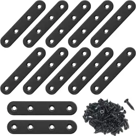 Ldb-p7617b-12 Yewlaca 12pcs Black Straight Brackets 3 Inch Stainless Steel Flat 12 Pack