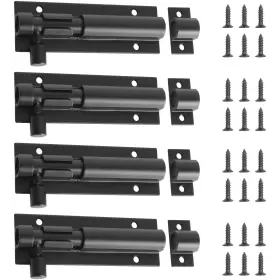 Younthye 696629692513 4 Pcs Barrel Bolt Latch Black Slide Lock 3 Inch Door Security Aluminum A