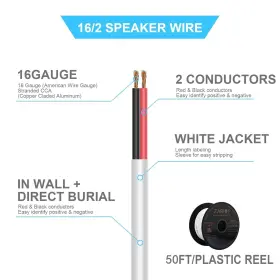 Zr-h250-a16 Zarivy 50 Feet 16 Gauge 2 Conductors Red Black Wire With Fire Resistant Cl2 Ft #3
