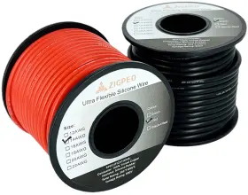 Zigpeo 762763040739 14 Gauge Awg Silicone Wire Spools 40ft Red And Black