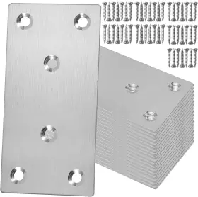 1720 Zoenhou 40 Pcs Mending Bracket Plate With Screws 4 X 2 Inches Sliver