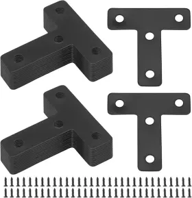 Gfan-0749 Zorfeter 20 Pcs Black T-shape Corner Brackets 50x50 Mm/ 50x50mm/ 2x2