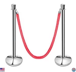Stainless Steel Stanchions Set Of 2 With 79.5" Red Velvet Rope For Events. Fixed Price $217.46.