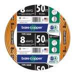 Southwire 8-GAUGE Bare Copper Solid Soft Drawn 50 Ft,. Fixed Price $51.05.