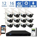 (12) 4K 8MP Varifocal Ip Microphone Bullet Cams Poe Nvr Security Camera System. Fixed Price $2170.00.