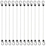 Harskiyer 18 Small Bungee Cords Inch, White Rope, Black Hook,. Fixed Price $14.05.