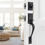 Front Door Lock Set With Matte Black Handle Lever For Office Home (L3.... Fixed Price $37.18.