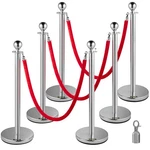 6 Pcs Crowd Control Stanchion, Silver Stanchions Posts Stainless Steel. Fixed Price $188.92.