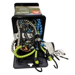 Assorted Reflective Bungee Cords With Storage Case 12 Pack 1.9 Lb Elastic Tie. Fixed Price $14.95.