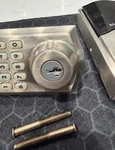 Kwikset Z-wave Keypad Smart Deadbolt Lock Set, Satin Silver/black 2-PACK. Fixed Price $200.00.