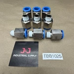 (9) Brand New- Festo QS-1/4-12 Quick Push Connector Fittings Warranty. Fixed Price $50.00.