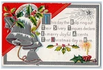 Hunter North Dakota Nd Postcard Christmas Ringing Bells Holly Berries Embossed. Fixed Price $9.72.