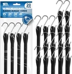 Bungee Cords With Hooks 20 Pack Heavy Duty Black Rubber Tarp Straps 15", 21",. Fixed Price $67.99.